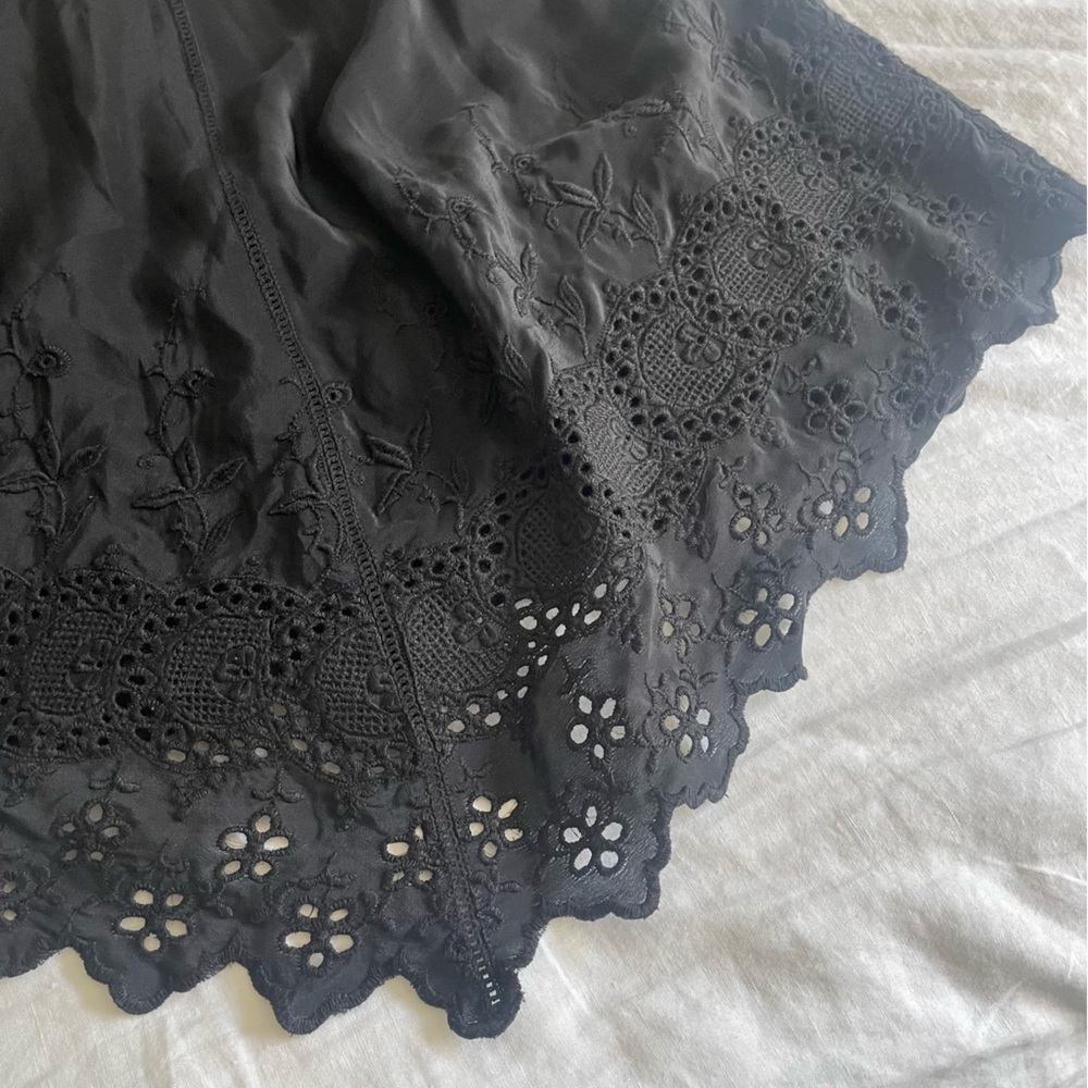 Ulla Johnson "Litsa" 100% Silk Lace High Neck Black Raven Sleeveless Top Blouse - Picture 9 of 17